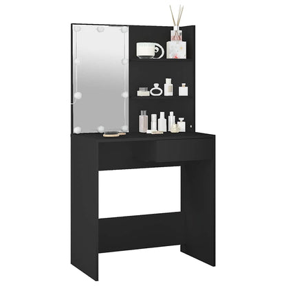 vidaXL Dressing Table with LED Black 74.5x40x141 cm 5