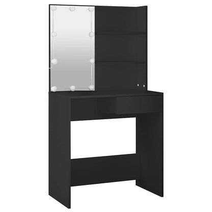 vidaXL Dressing Table with LED Black 74.5x40x141 cm 6