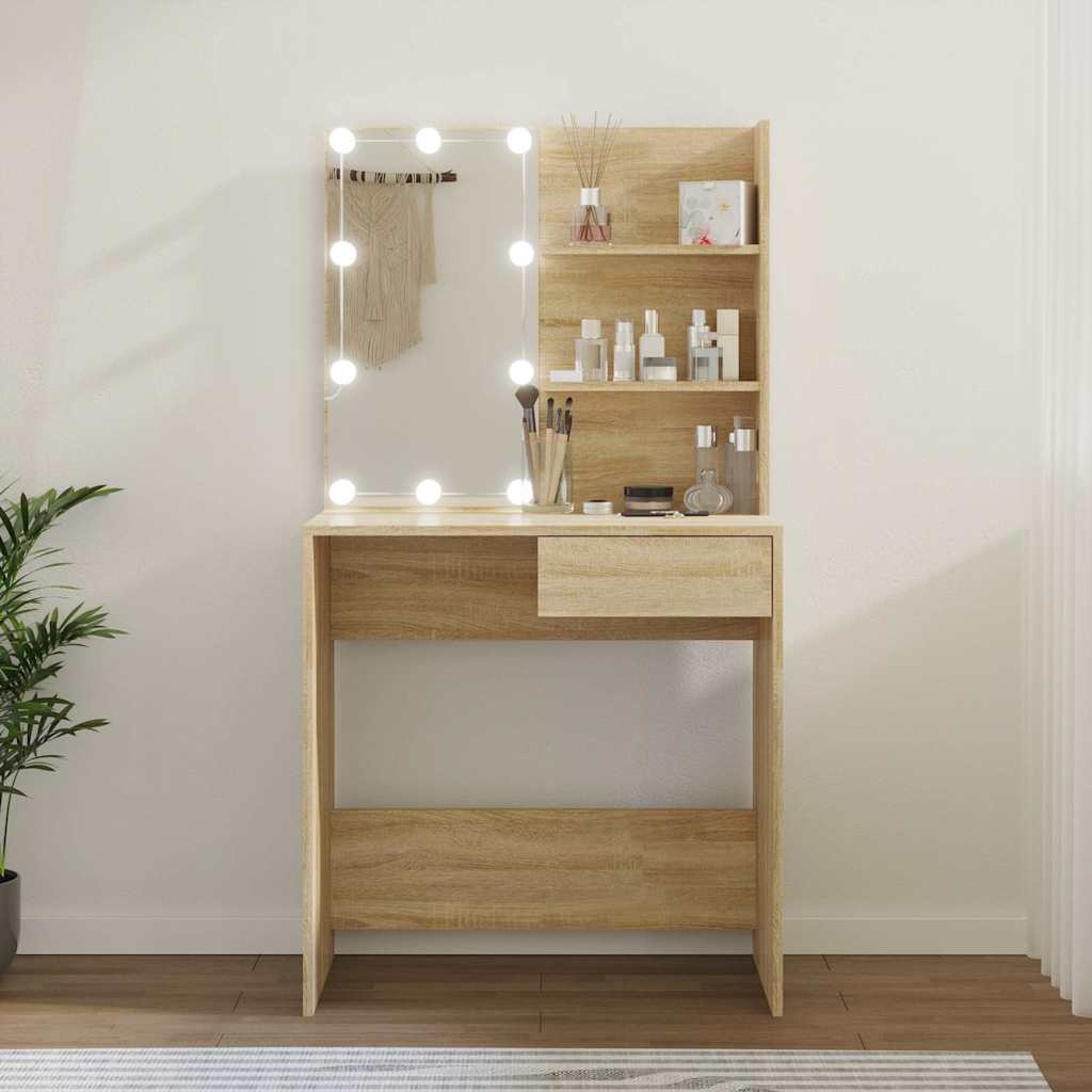vidaXL Dressing Table with LED 74.5x40x141 cm
