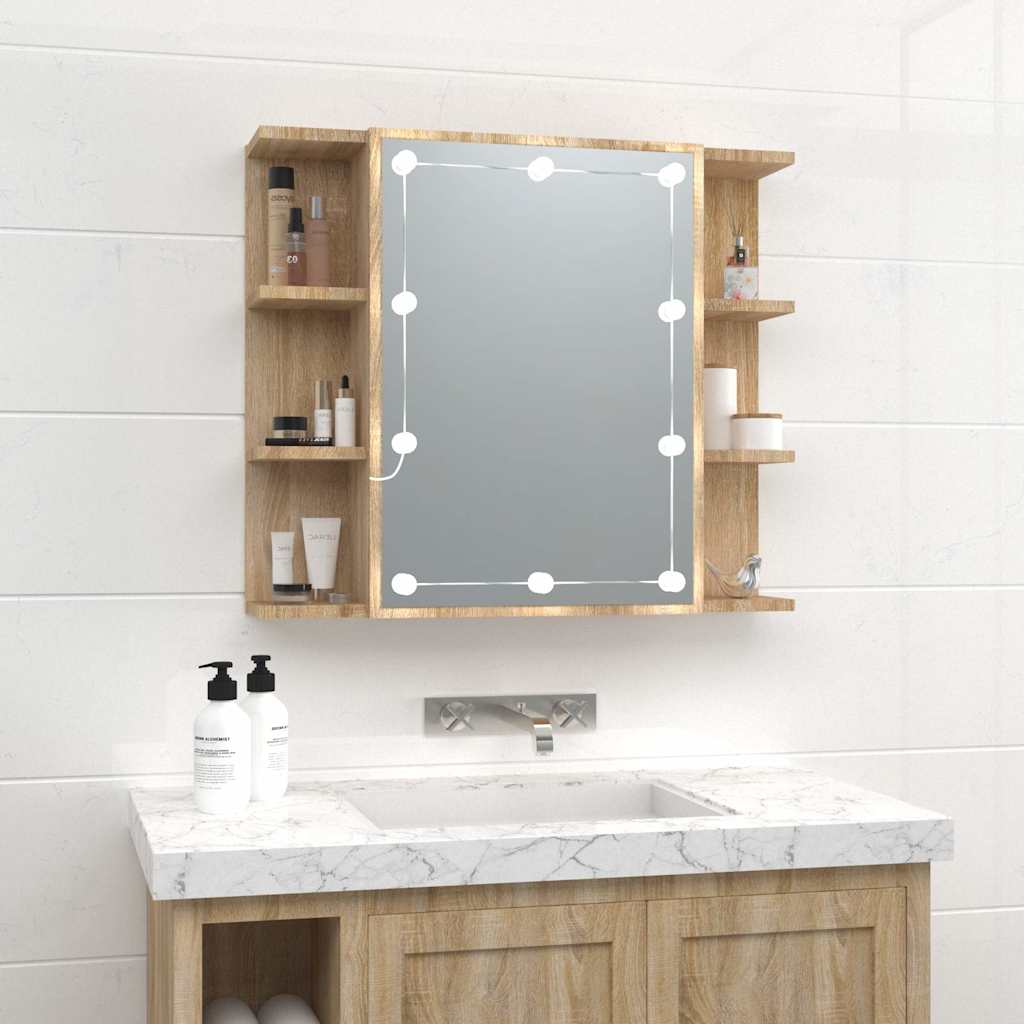 vidaXL Mirror Cabinet with LED 70x16.5x60 cm
