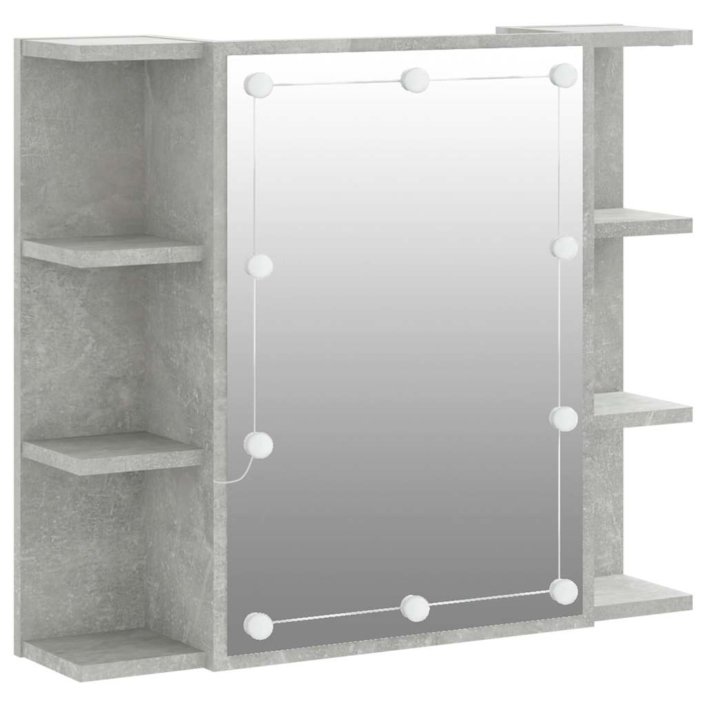 vidaXL Mirror Cabinet with LED Concrete Grey 70x16,5x60 cm 2