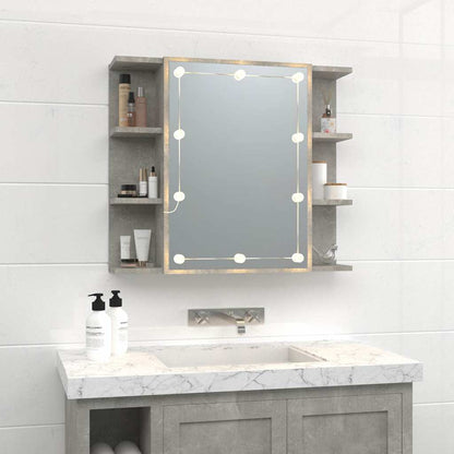 vidaXL Mirror Cabinet with LED Concrete Grey 70x16,5x60 cm 3