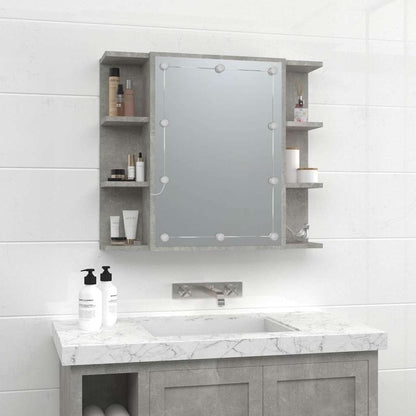 vidaXL Mirror Cabinet with LED Concrete Grey 70x16,5x60 cm 4