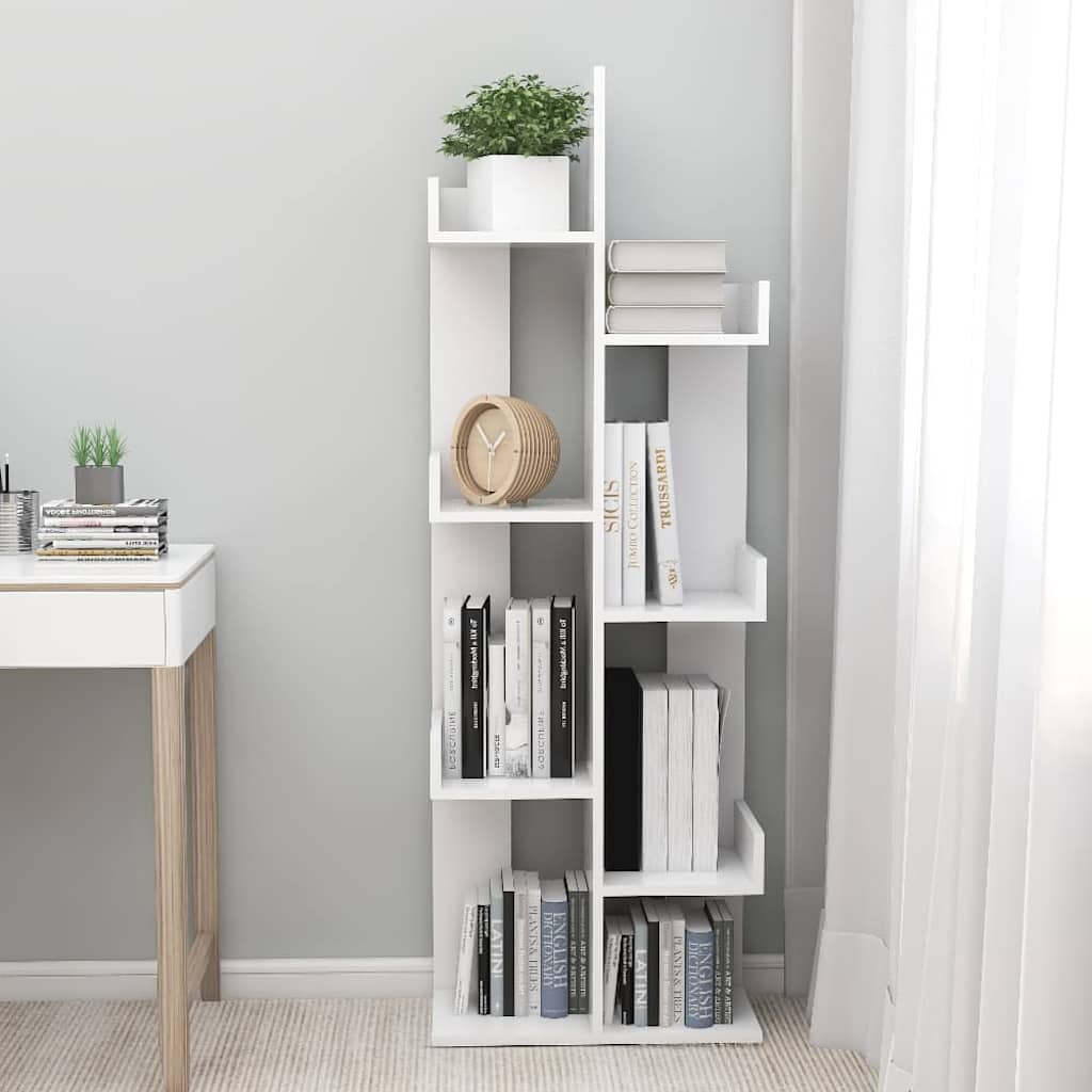 808909 vidaXL Book Cabinet White 48x25,5x140 cm Engineered Wood 3