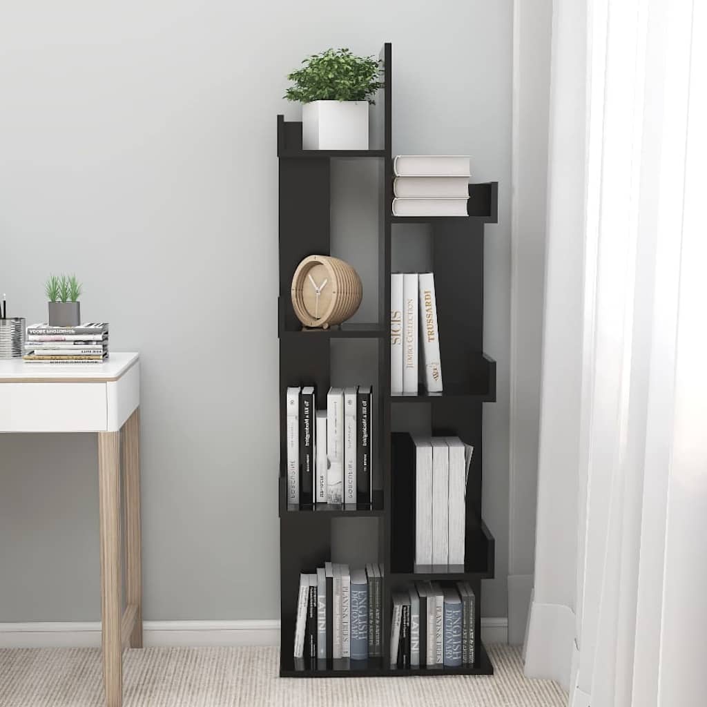 808910 vidaXL Book Cabinet Black 48x25,5x140 cm Engineered Wood 3