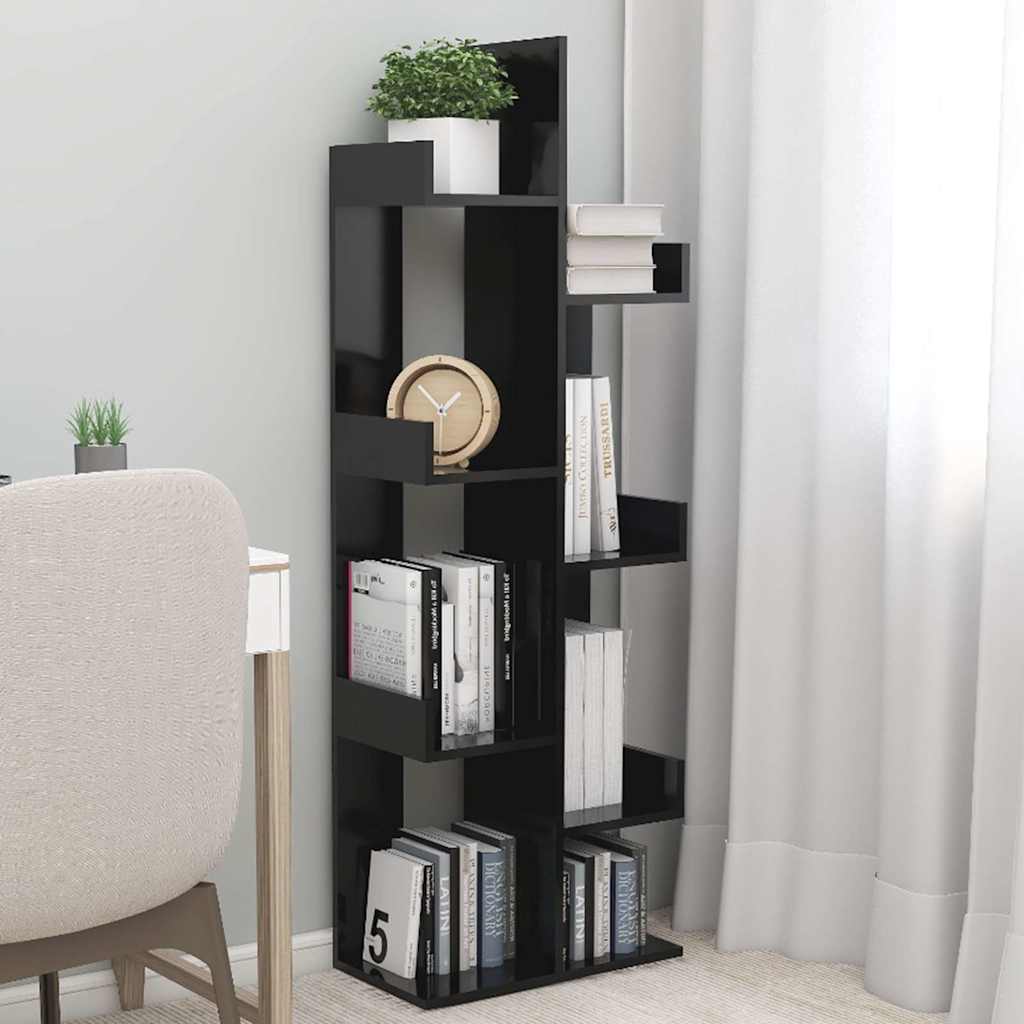 808910 vidaXL Book Cabinet Black 48x25,5x140 cm Engineered Wood 1