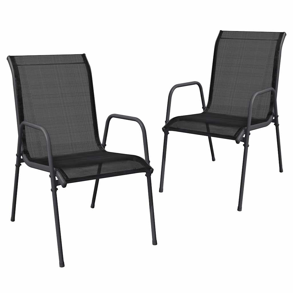 vidaXL Garden Chairs 2 pcs Steel and Textilene Black 2