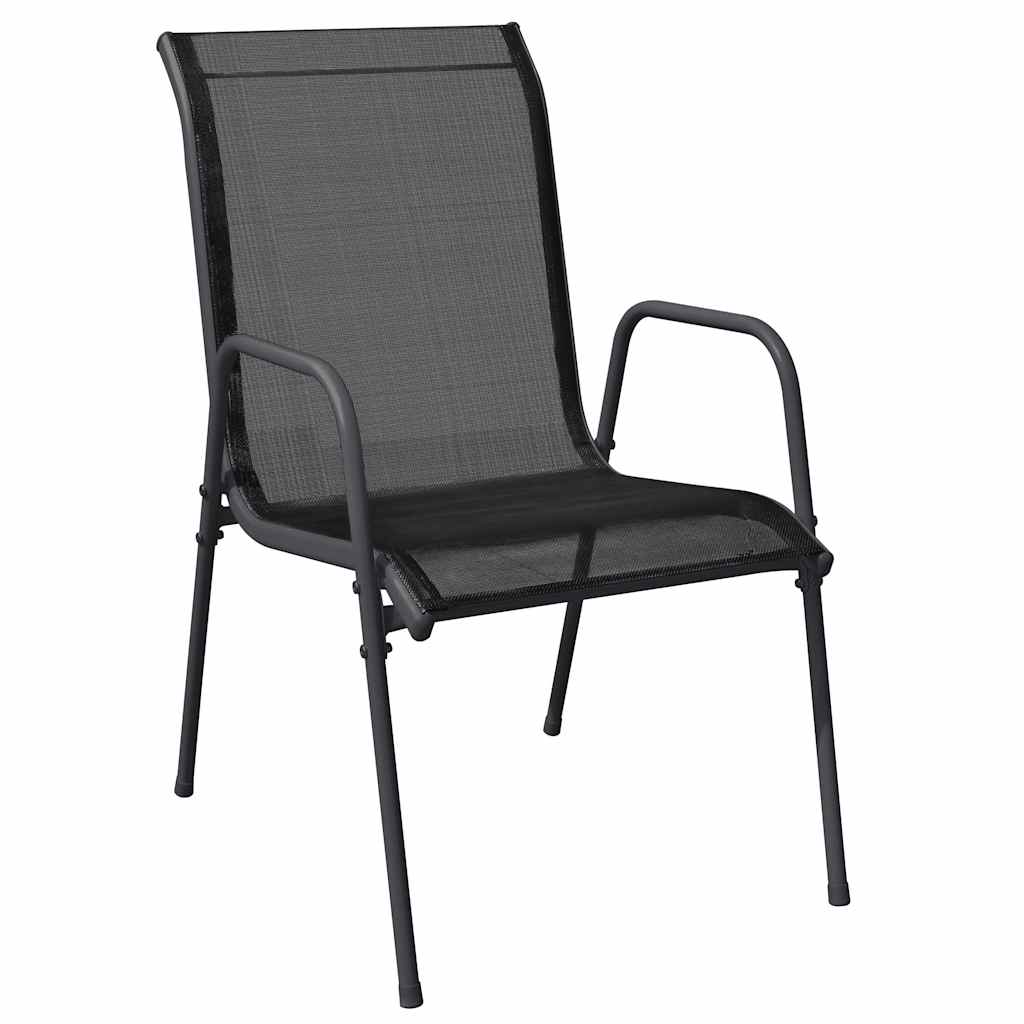 vidaXL Garden Chairs 2 pcs Steel and Textilene Black 3