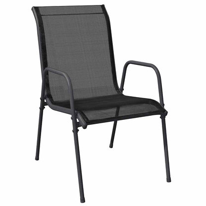 vidaXL Garden Chairs 2 pcs Steel and Textilene Black 3