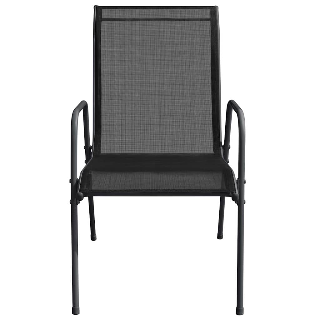vidaXL Garden Chairs 2 pcs Steel and Textilene Black 4