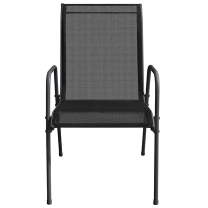 vidaXL Garden Chairs 2 pcs Steel and Textilene Black 4