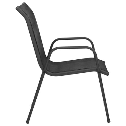 vidaXL Garden Chairs 2 pcs Steel and Textilene Black 5