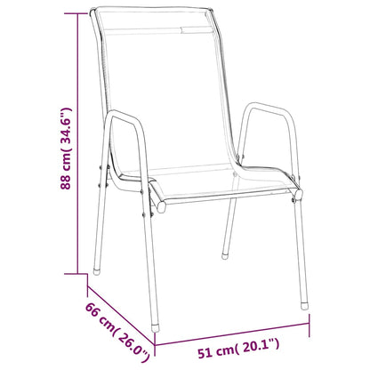 vidaXL Garden Chairs 2 pcs Steel and Textilene Black 6