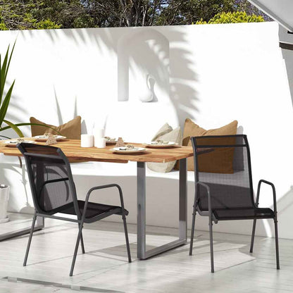 vidaXL Garden Chairs 2 pcs Steel and Textilene Black 1