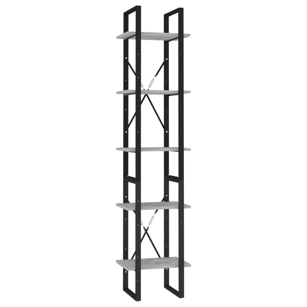 vidaXL Book Cabinet | Concrete Grey | Engineered wood, Metal | Book Cabinet 2