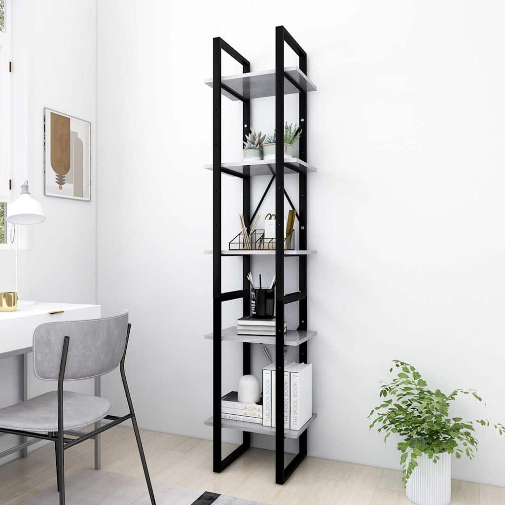 vidaXL Book Cabinet | Concrete Grey | Engineered wood, Metal | Book Cabinet 1