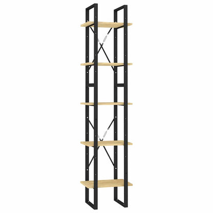 vidaXL Book Cabinet | Natural wood and black | Pinewood and metal | Medium 2