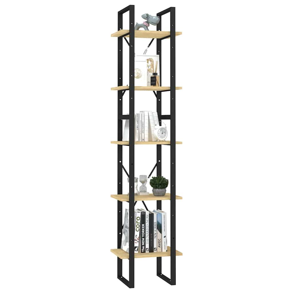 vidaXL Book Cabinet | Natural wood and black | Pinewood and metal | Medium 3