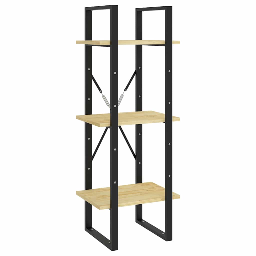vidaXL Book Cabinet | Natural wood and black | Pinewood and metal | Medium 5