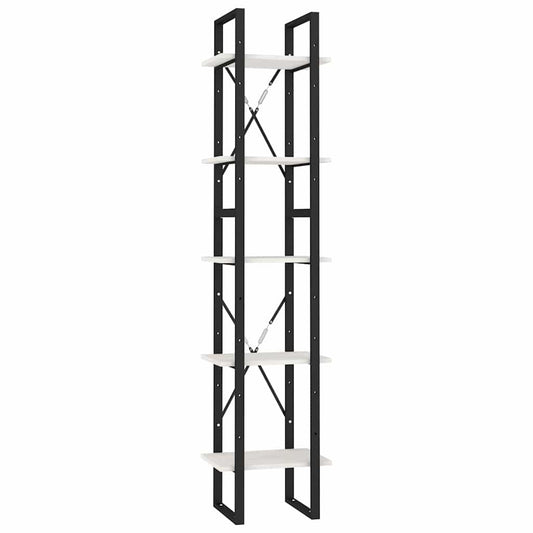 vidaXL Book Cabinet | White | Pinewood, metal | 5-Tier | Book Cabinet 2