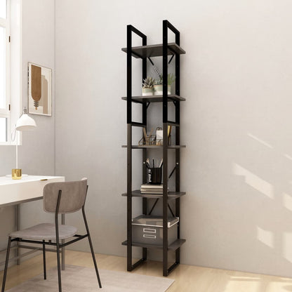 vidaXL Book Cabinet | Grey | Pinewood, Metal | Tall | Book Cabinet | Rectangular 1