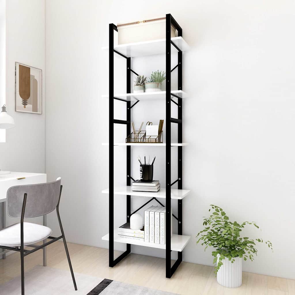 vidaXL Book Cabinet | White, Black | Engineered wood, Metal | 580 | Storage 1