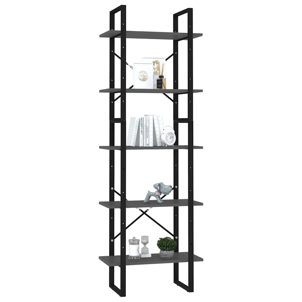 vidaXL Book Cabinet | Grey | Engineered Wood, Metal | Medium | Book Cabinet 3