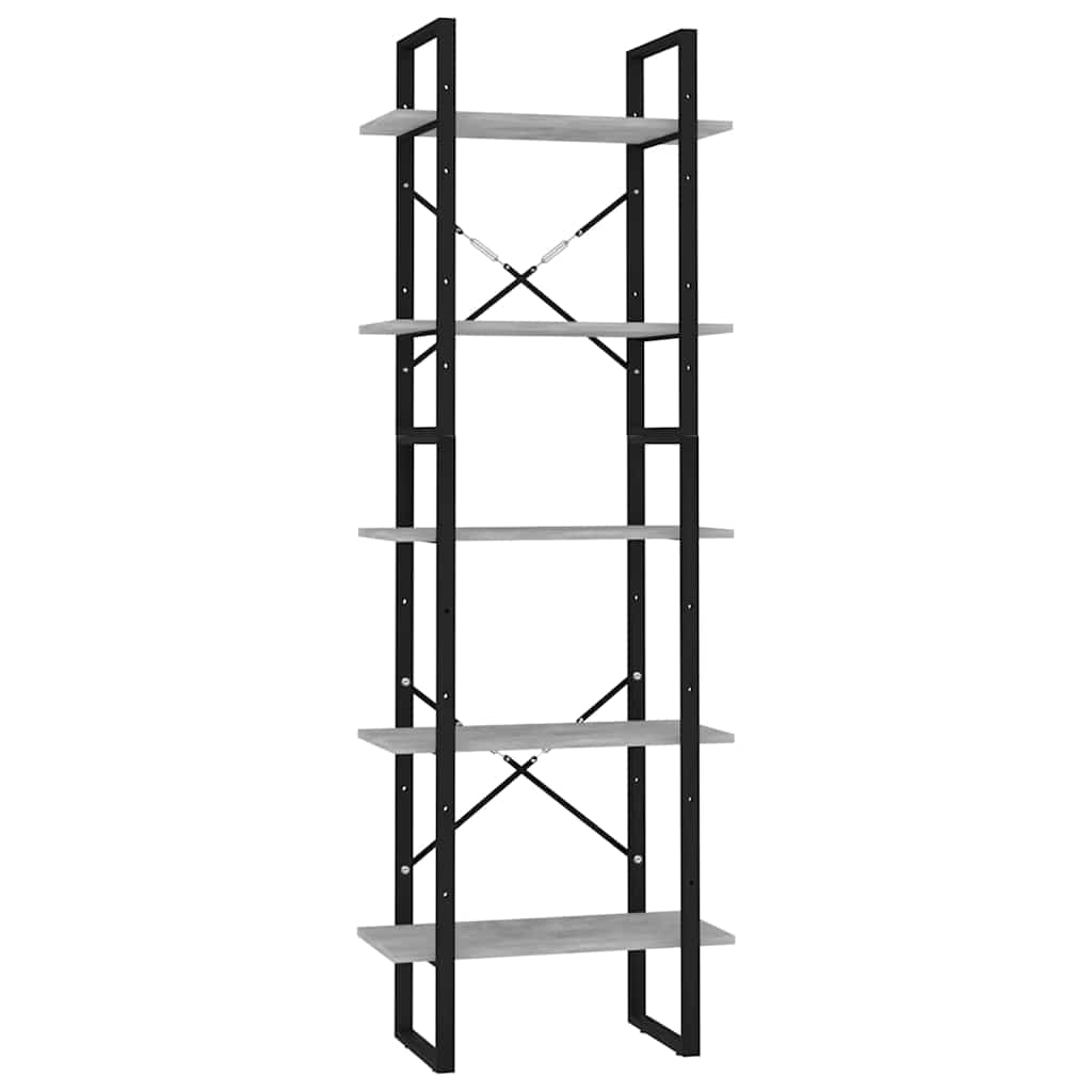 vidaXL Book Cabinet | Concrete grey | Engineered wood, metal | Medium 2