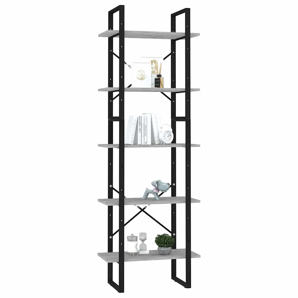 vidaXL Book Cabinet | Concrete grey | Engineered wood, metal | Medium 3