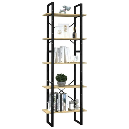 5-Tier Book Cabinet 40x30x175 cm Solid Wood Pine Black and light brown 60 cm