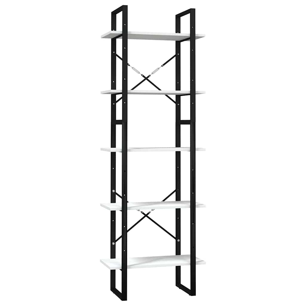 5-Tier Book Cabinet 40x30x175 cm Solid Wood Pine White 60 cm