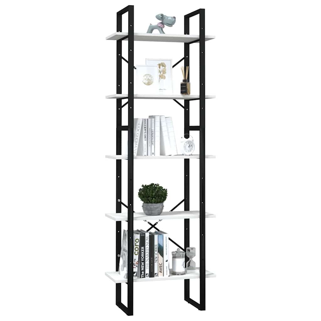 5-Tier Book Cabinet 40x30x175 cm Solid Wood Pine White 60 cm