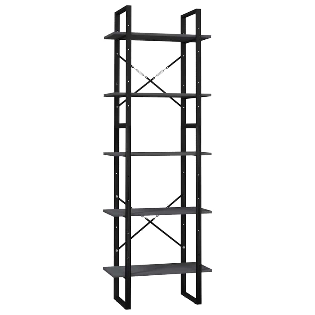 5-Tier Book Cabinet 40x30x175 cm Solid Wood Pine Grey 60 cm