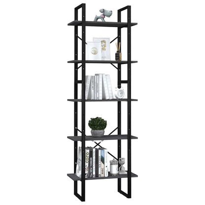 5-Tier Book Cabinet 40x30x175 cm Solid Wood Pine Grey 60 cm