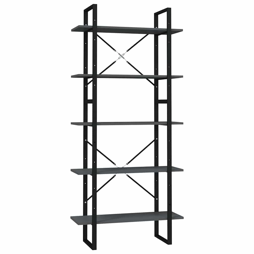 vidaXL Book Cabinet | Grey | Engineered wood, metal | Large | Bookshelf 2