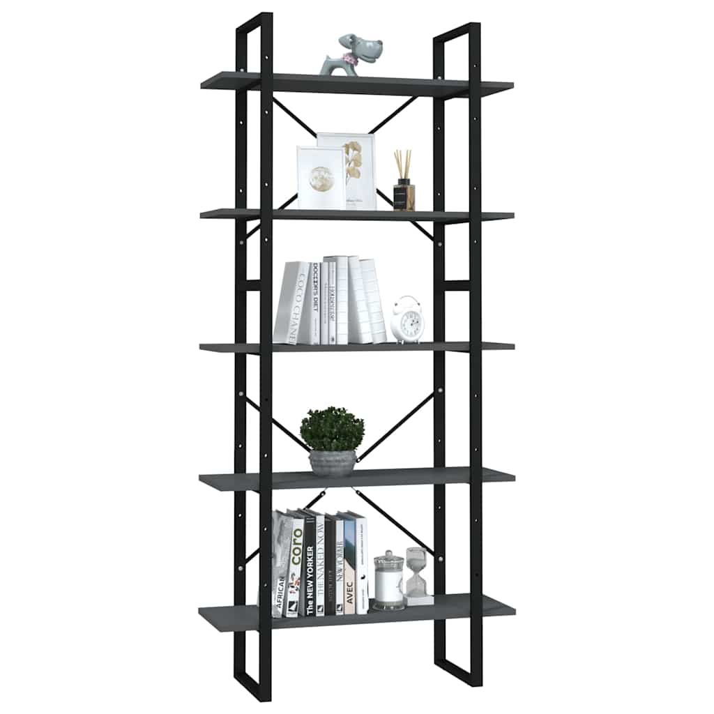 vidaXL Book Cabinet | Grey | Engineered wood, metal | Large | Bookshelf 3