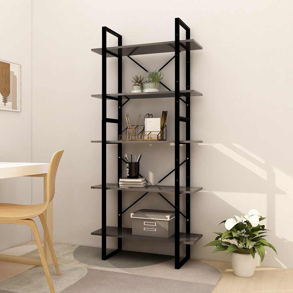 vidaXL Book Cabinet | Grey | Engineered wood, metal | Large | Bookshelf 1