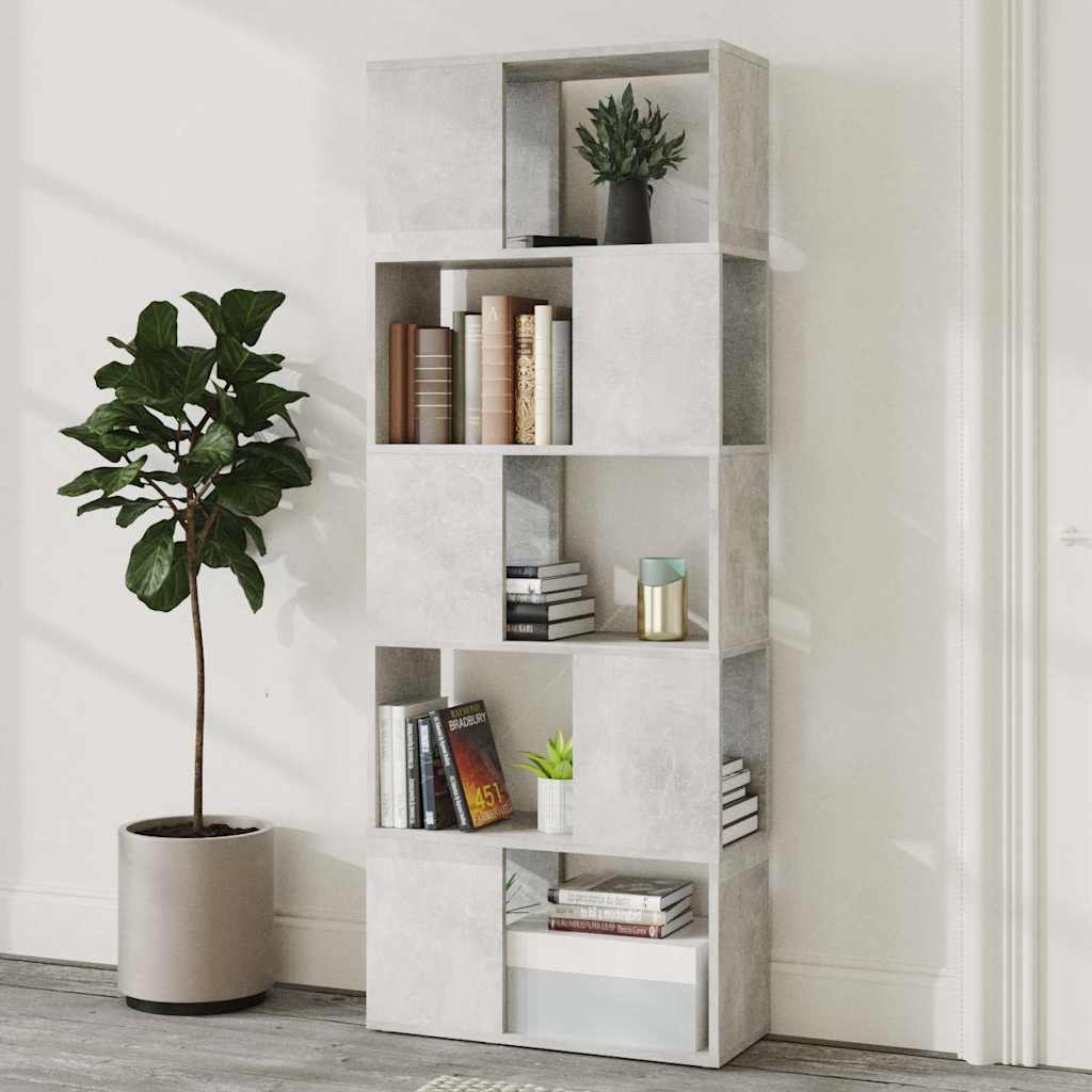vidaXL Book Cabinet Room Divider Concrete Grey 60x24x155 cm 3