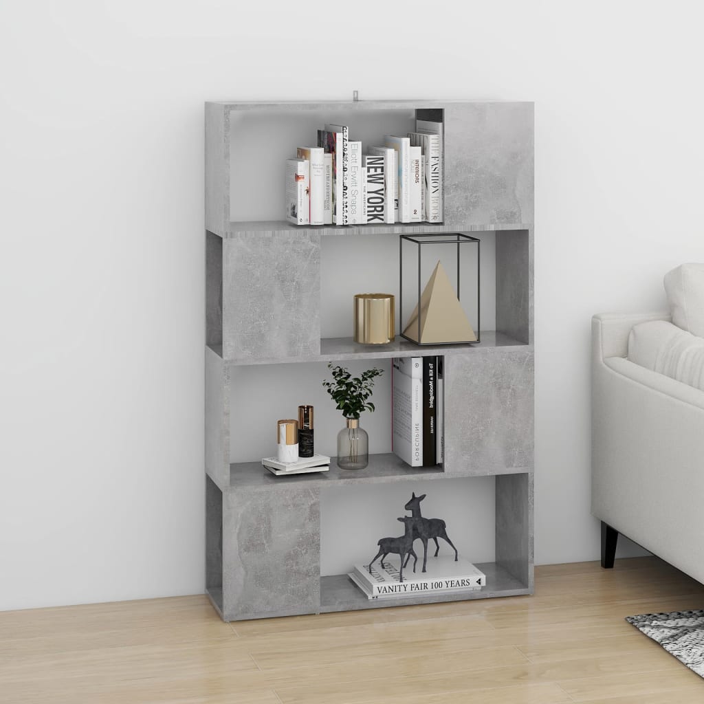 vidaXL Book Cabinet Room Divider Concrete Grey 80x24x124.5cm Engineered Wood 3