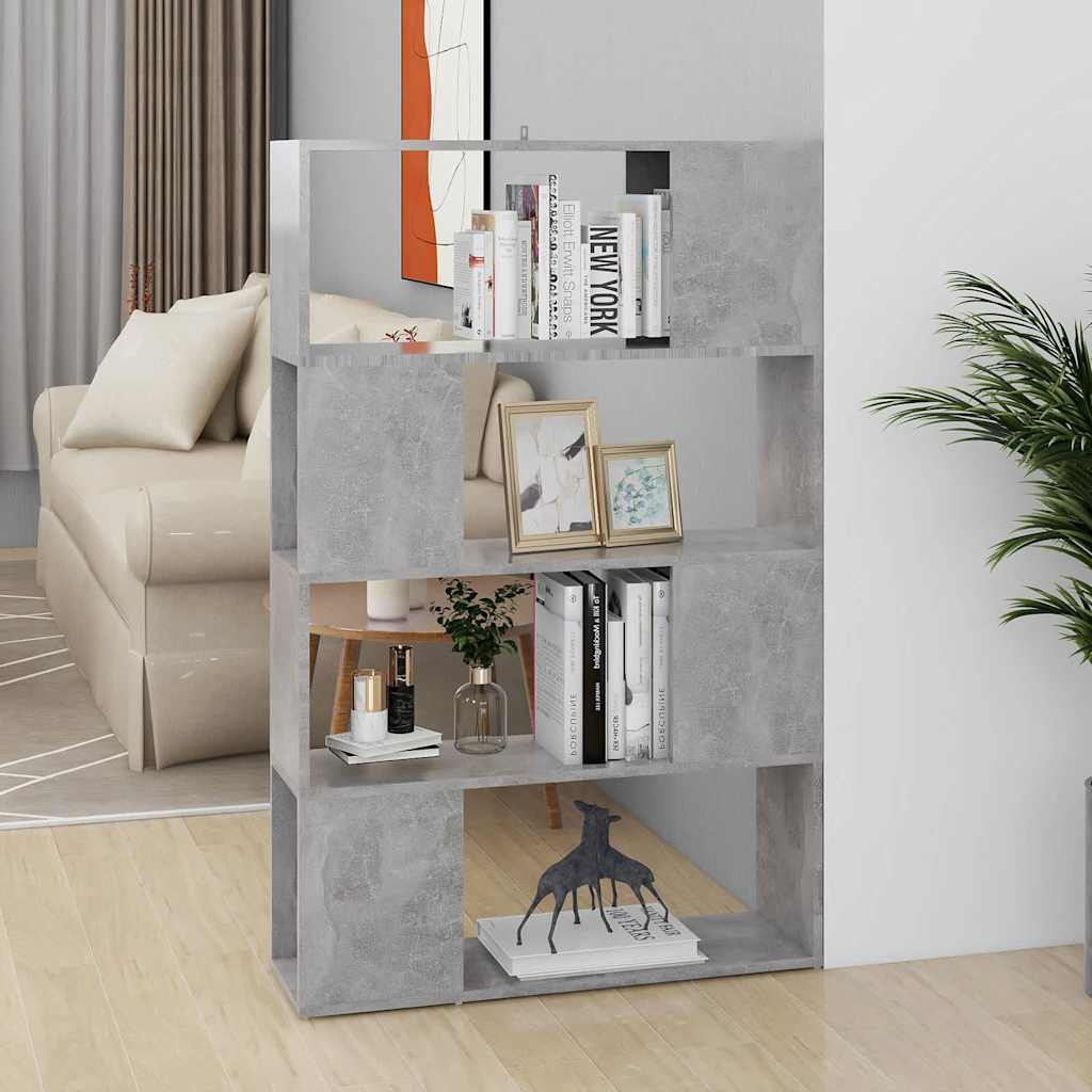 vidaXL Book Cabinet Room Divider Concrete Grey 80x24x124.5cm Engineered Wood 1