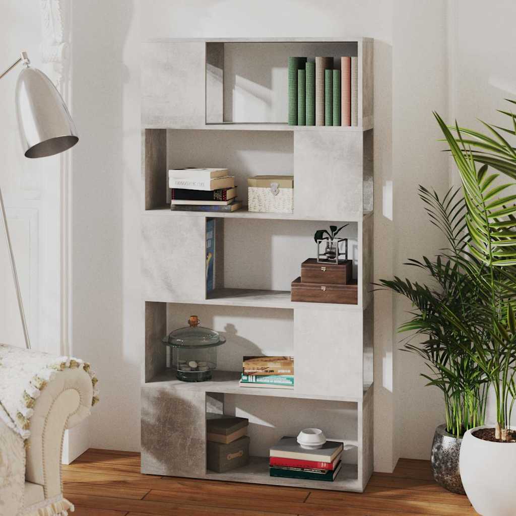 vidaXL Book Cabinet Room Divider | Concrete grey | Engineered wood 6
