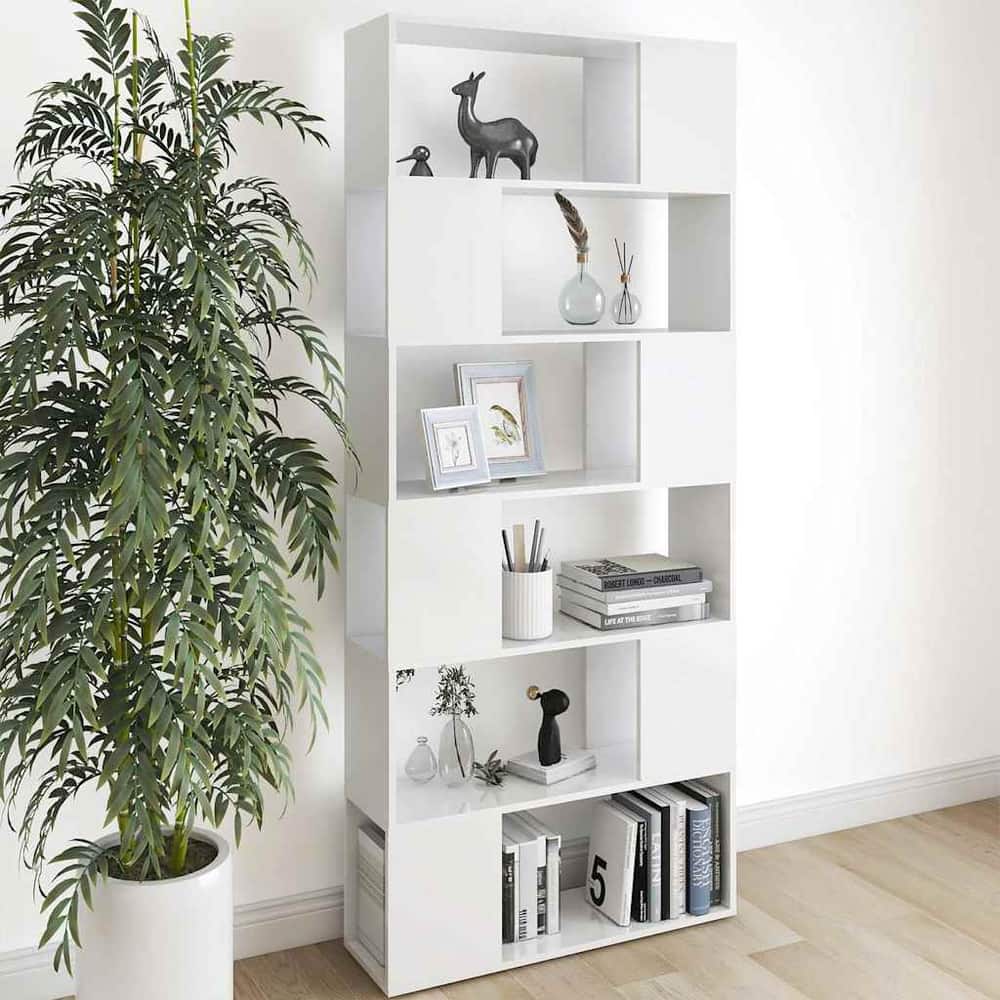 Book Cabinet Room Divider 80x24x186 cm Engineered Wood White