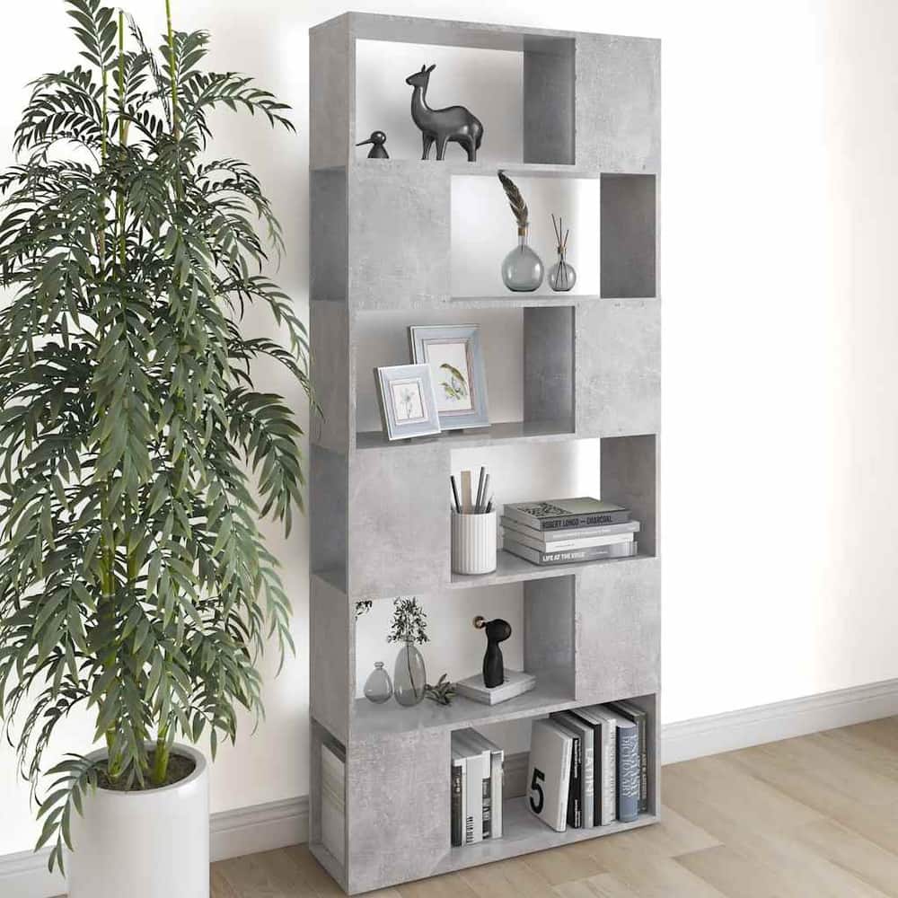 Book Cabinet Room Divider 80x24x186 cm Engineered Wood Concrete grey