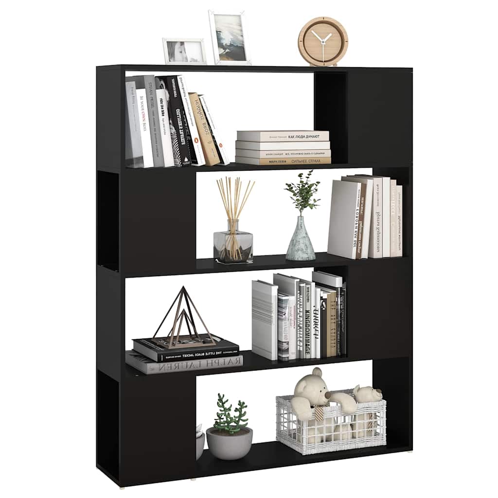 vidaXL Book Cabinet Room Divider Black 100x24x124 cm 4