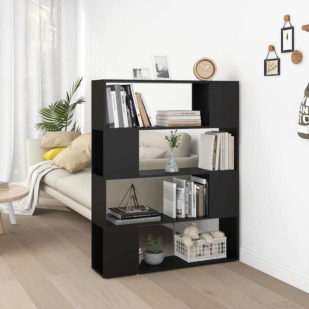 vidaXL Book Cabinet Room Divider Black 100x24x124 cm 1