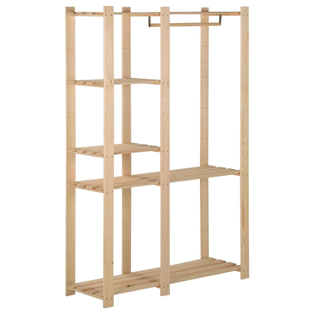 vidaXL Clothes Rack | Natural pinewood | Solid pinewood | 110 x 38 x 170 cm 1