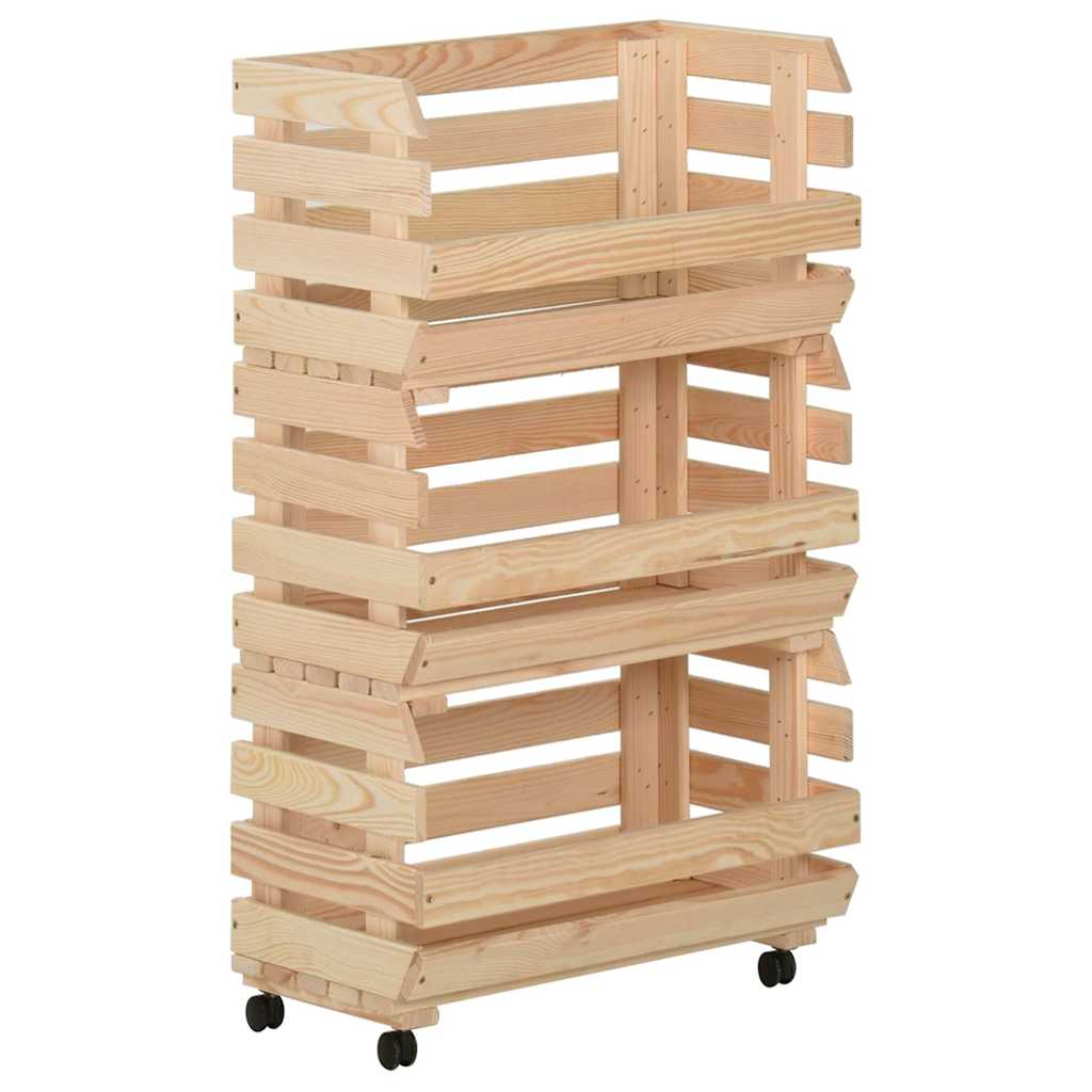 vidaXL Vegetable Trolley 37x30x80 cm Solid Pinewood 1