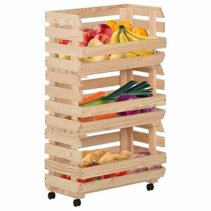 vidaXL Vegetable Trolley 37x30x80 cm Solid Pinewood 2
