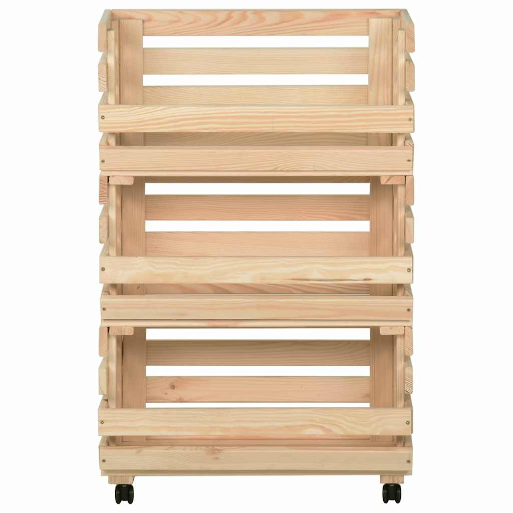 vidaXL Vegetable Trolley 37x30x80 cm Solid Pinewood 3