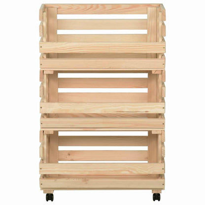 vidaXL Vegetable Trolley 37x30x80 cm Solid Pinewood 3